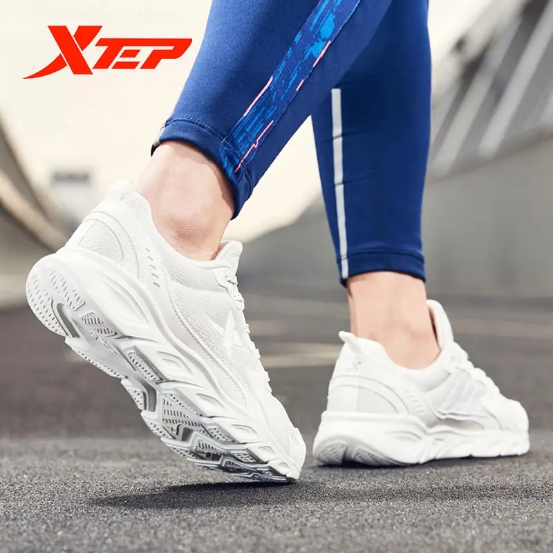 Xtep Women's Running Shoes Autumn Solid Color Lace-Up Sport Shoes Women Outdoor Shock Absorption Anti-Slip Sneakers 880118110106