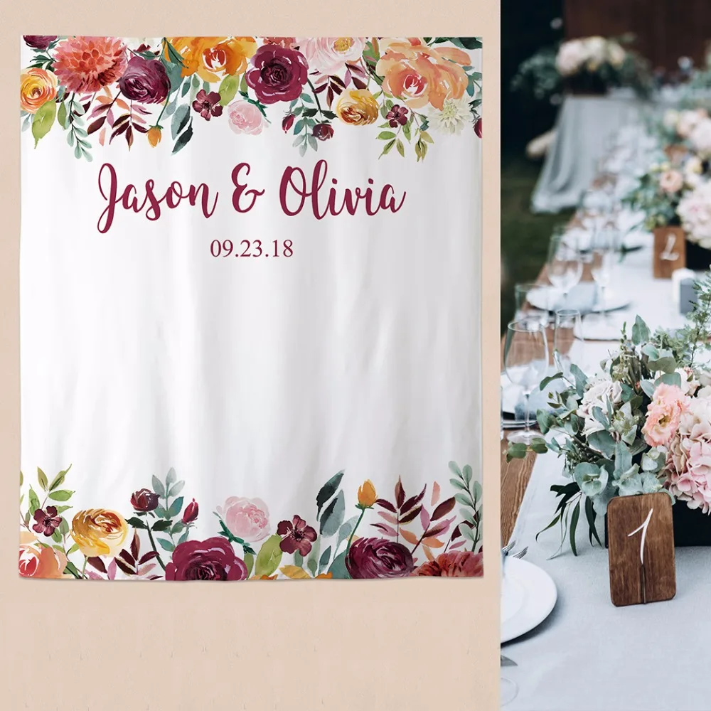 Allenjoy Anniversary Event Supplies Colorful Flowers Wooden Floors Blackboard Party Supplies Modern Wedding Activities Wallpaper