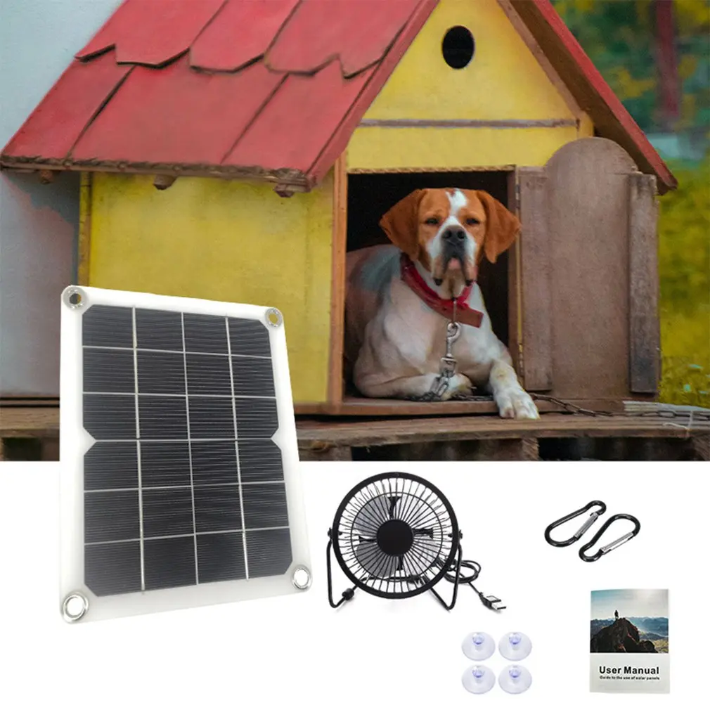 

10W 6V 6inch Solar Exhaust Fan Air Extractor 6 Inch Mini Ventilator Solar Panel Powered Fan for Dog Chicken House Greenhouse RV