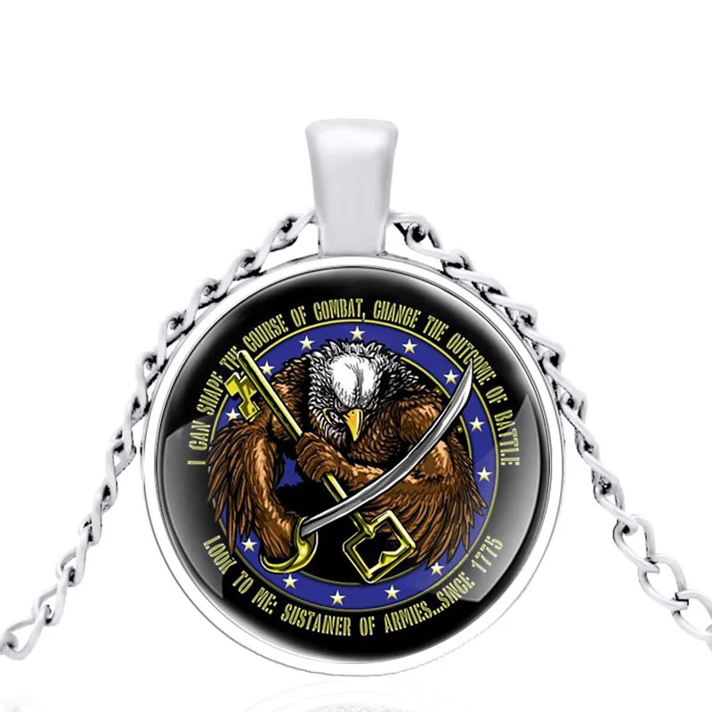 

Classic U.S. Army Special Forces Eagle Glass Dome Metal Long Chain Necklaces Pendant For Man Woman Jewelry Gifts