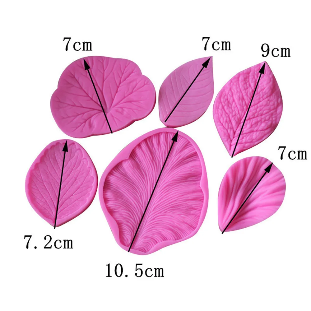 

Concrete Fondant Molds Stampi Silicone Concrete Designer DIY Polymer Cake Flower Petal Leaf Vein Stamp Emboss Mold 6pcs/lot