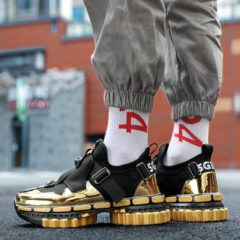 Hip Hop Streetwear Chunky Sneakers Men Leather Casual Shoes Thick Bottom Fashion EVA Basket Tenis Masculino Adulto | Обувь