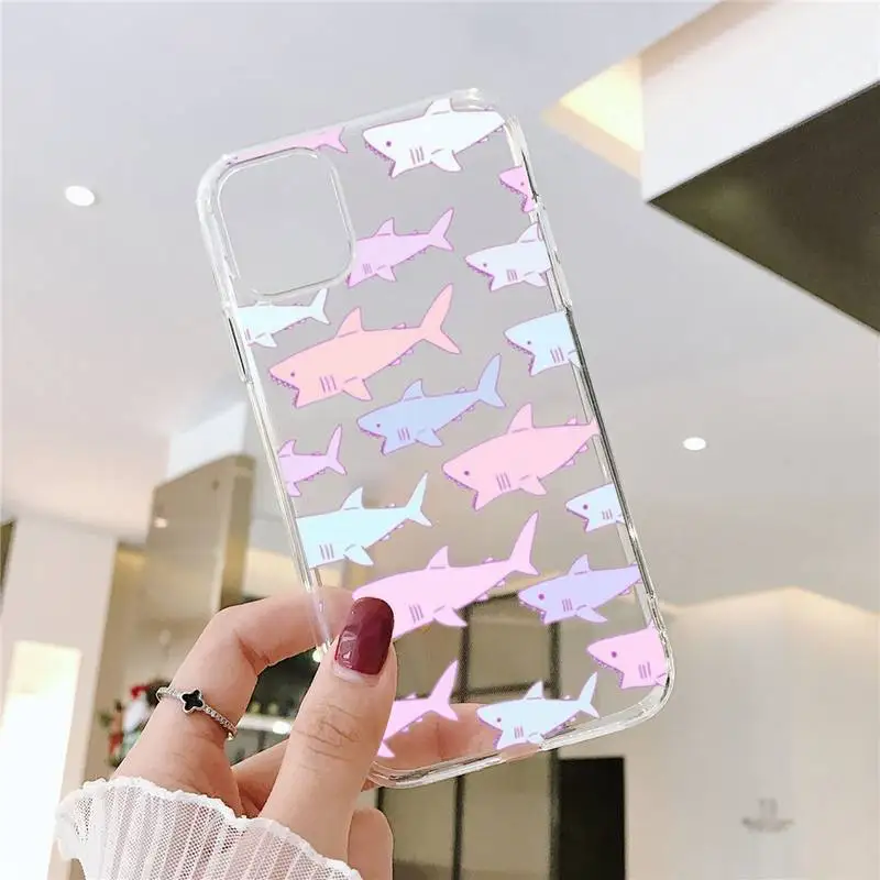 

shark cool Phone Case Transparent soft For iphone 5 5s 5c se 6 6s 7 8 11 12 plus mini x xs xr pro max
