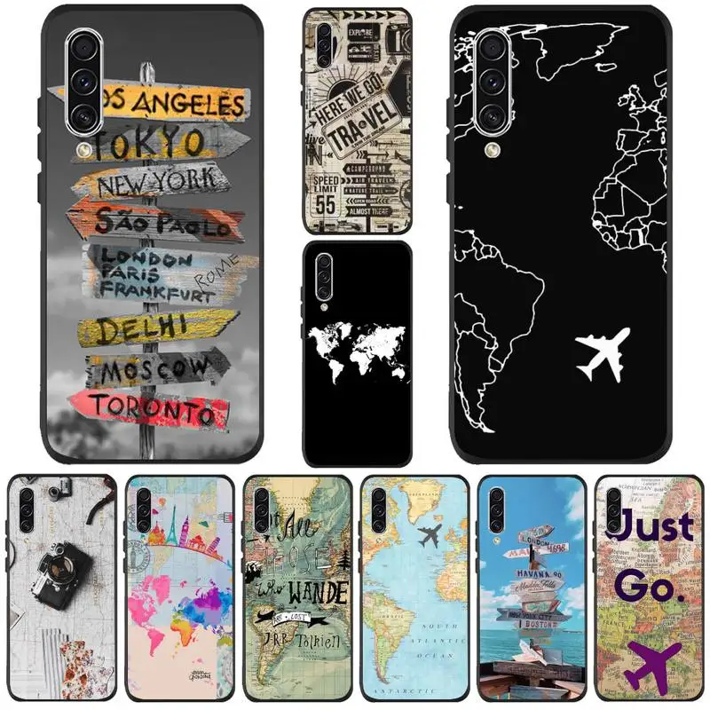 

World Map Travel Phone Case funda coque cover For Samsung Galaxy note A 21s 31 50 51 71 30 20 10plus S 10 9 20 J4 2018