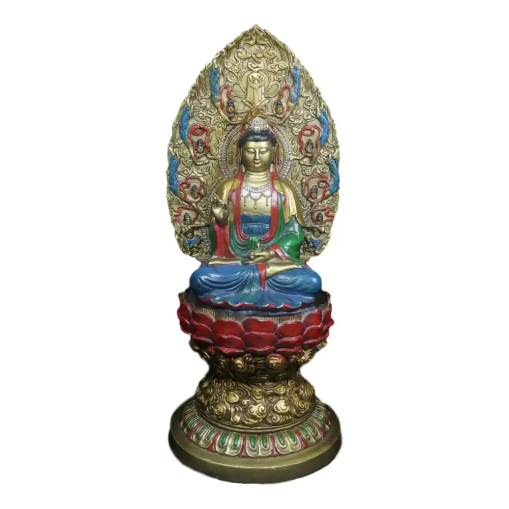 

LaoJunLu Old Bronze Painted Guanyin Ornaments Height 37Cm Imitation antique bronze masterpiece collection of solitary Chinese