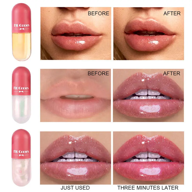 С украшением в виде кристаллов Прозрачная блеск для губ с блестящими сверкающими