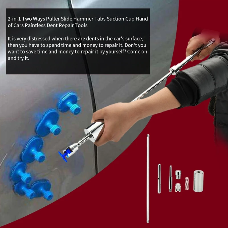 melhor Toupeira Paintless Dent Ferramenta De Remoção Do Carro De Aço Inoxidável Kit De Reparo Automático 2 Em 1 Slide Martelo Mão Extrator Com Luvas