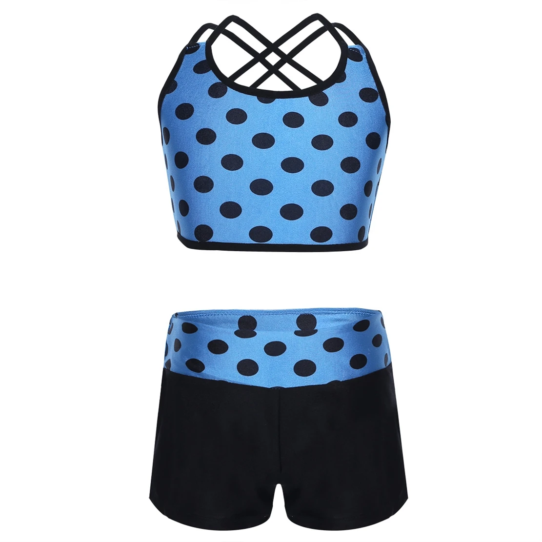 

Polka Dots Tankini Set Kids Girls Summer Sleeveless Tank Top with Bottoms Fashion Gymnastics Workout Outfit Ballet Dance Clothes