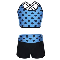 polka dots tankini set kids girls summer sleeveless tank top with bottoms fashion gymnastics workout outfit ballet dance clothes