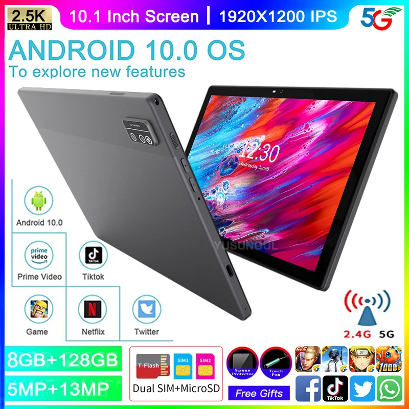 Hotsale New Tablet Pc 10 inch Android 10.0 Tablet Octa Core Google Play 4g LTE Phone Call GPS WiFi Bluetooth Tempered Glass 10.1