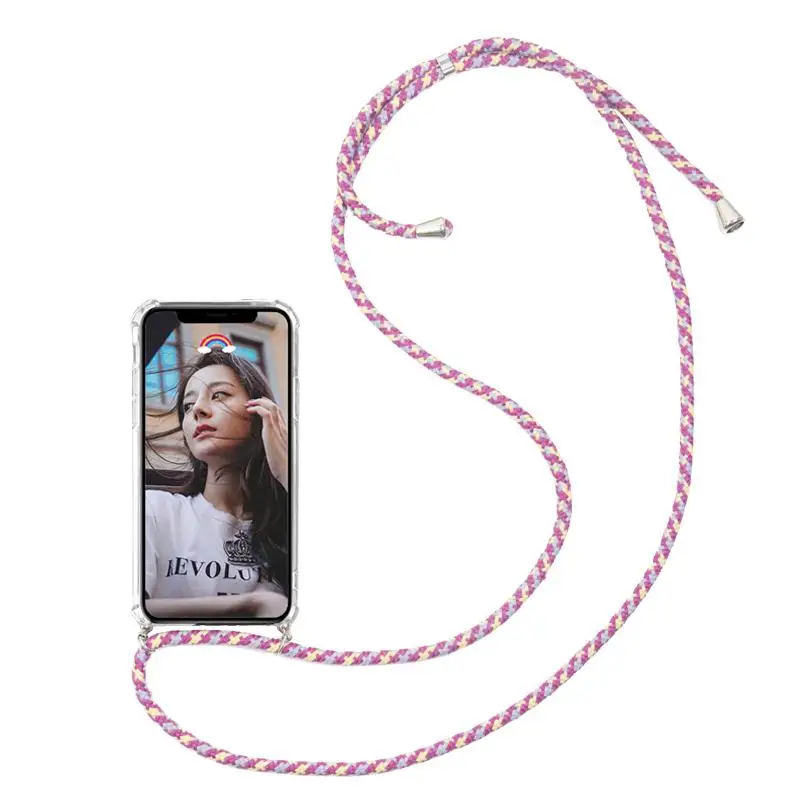 For Samsung Galaxy NOTE8 9 S8 S9 S10 A50 A30 A10 M10 Case Transparent TPU Phone Cover Crossbody with Strap long chain | Мобильные