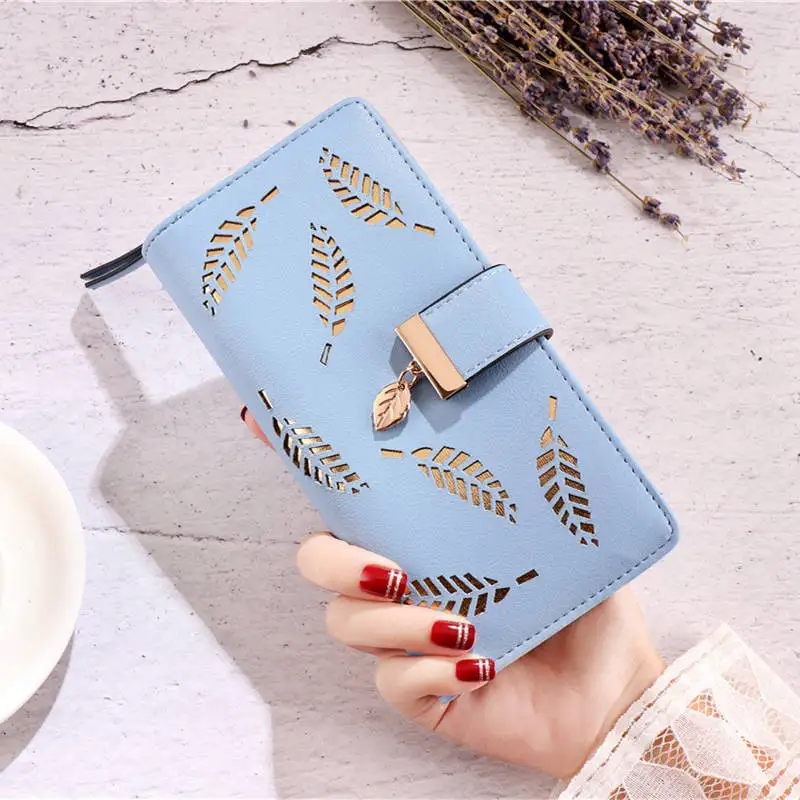 2021 женский кошелек с полыми листьями для кредитных карт женские кошельки монет