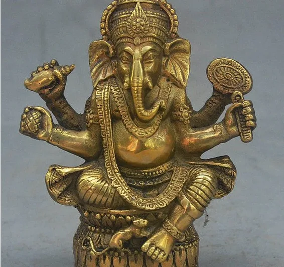 YM 311 4&quot Old Tibet Buddhism Bronze Ganapati Ganesh Lord Ganesha Elephant Buddha Statue | Дом и сад