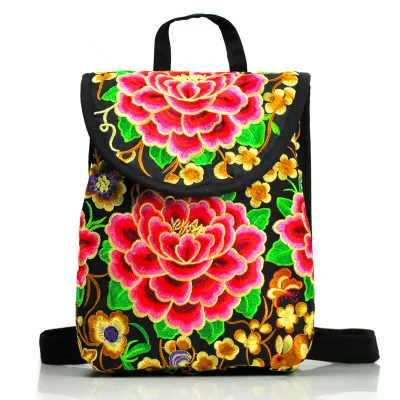 

Fashion national embroidery women shopping hasp backpacks!Nice floral embroidered lady Casual backrack All-match canvas Backruck