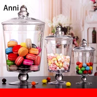 creative tall feet crystal glass bottle nordic modern wedding decorative candy snacks storage jars with lid ornaments home decor