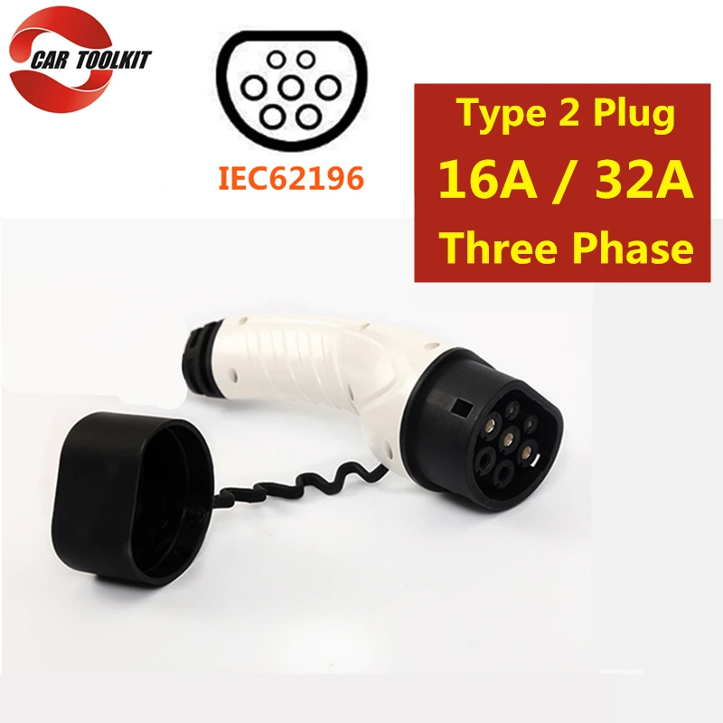 16A 32A трехфазный Тип 2 EV зарядный штекер EVSE адаптер для электромобиля IEC 62196 разъем