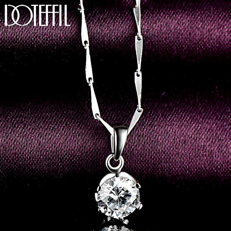 Подвеска из серебра 925 пробы простое модное ожерелье Женский Круглый ААА Циркон