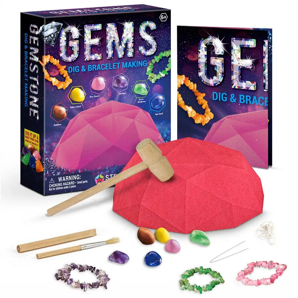 

Gemstones Dig Kit - New Gemstone And Crystal Mining Kit STEM Educational Excavation Toy With Excavation Tools DIY Gemstone Bra