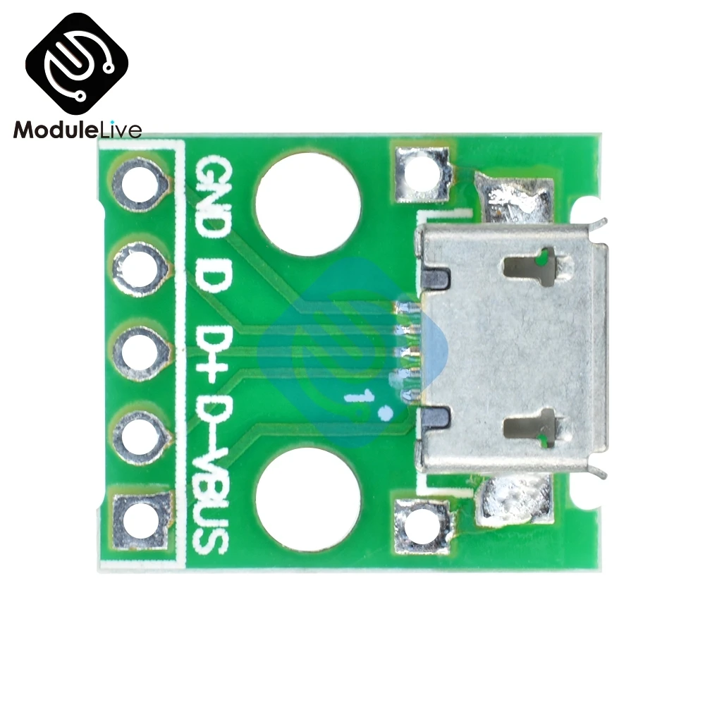2,54 мм, Micro-USB для DIP адаптер 5pin женский Разъём b Тип PCB конвертер Pinboard 2,54 мм