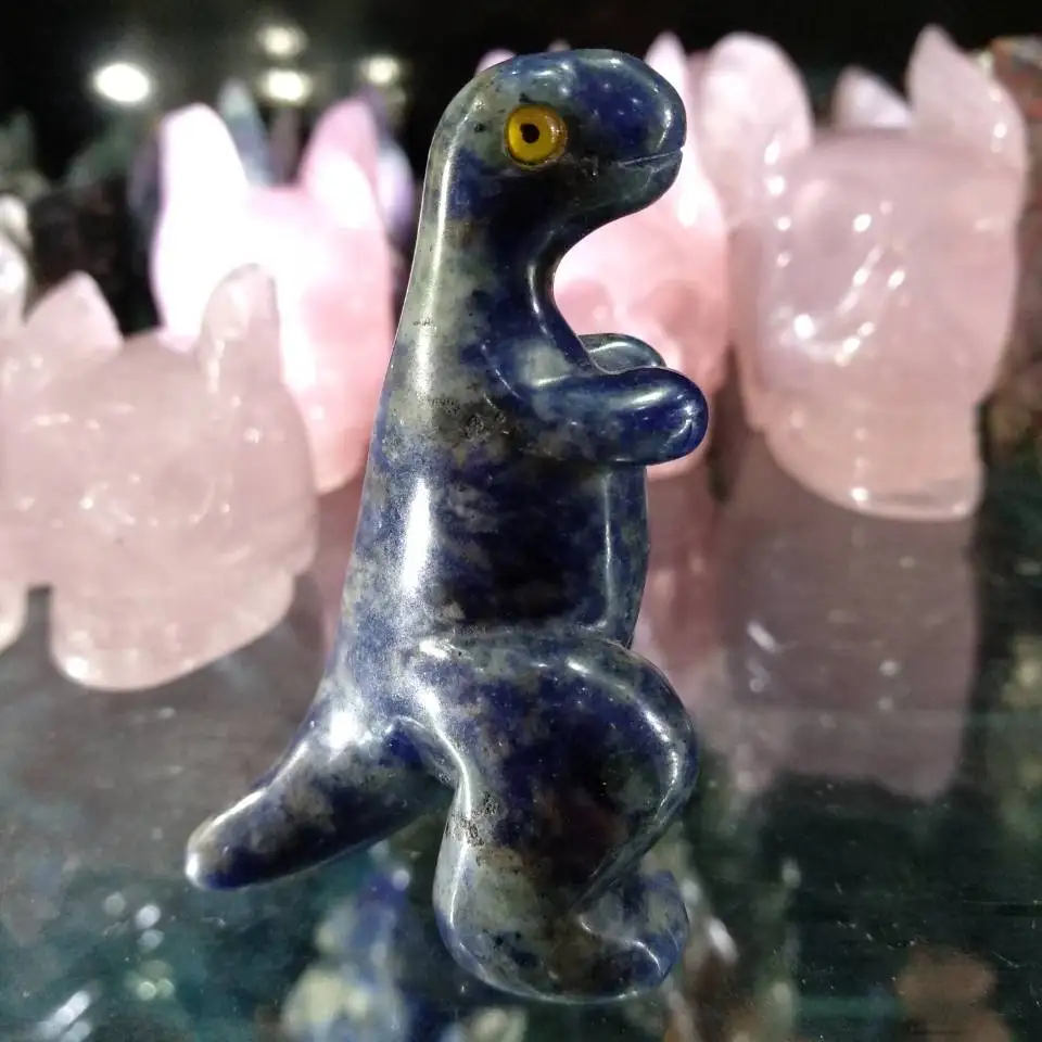 2.36&quot Natural Blue Goldstone Quartz Crystal Dinosaur Toys carved Lovely Figurine | Дом и сад