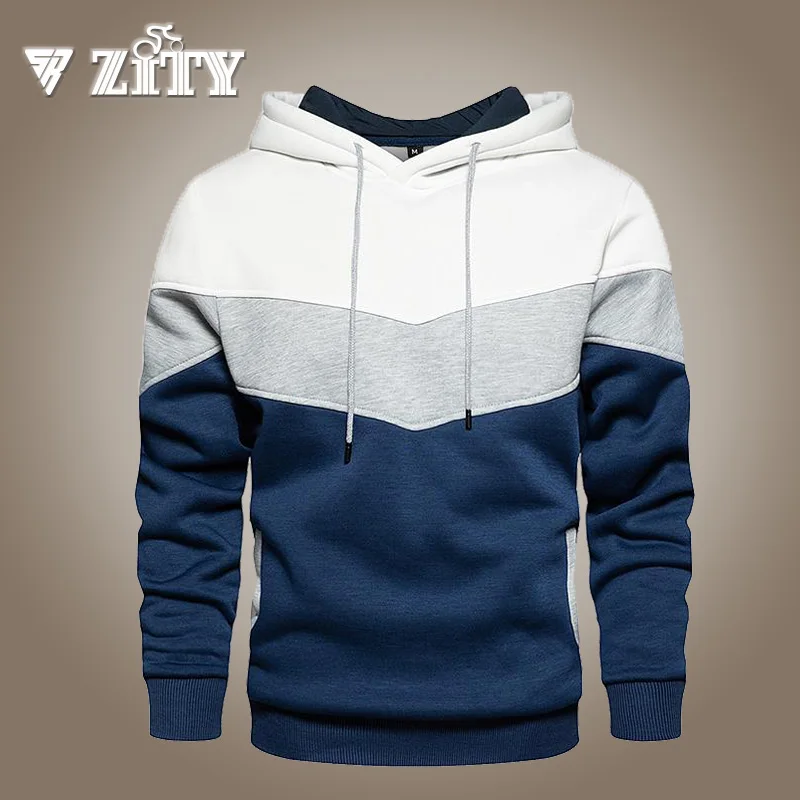 

ZITY Men Hoodies Sweatshirts Patchwork 2021 Autumn Casual Hoodie Male Thick Hoodies Hip Hop Streetwear Hooded Pullover Men Cloth