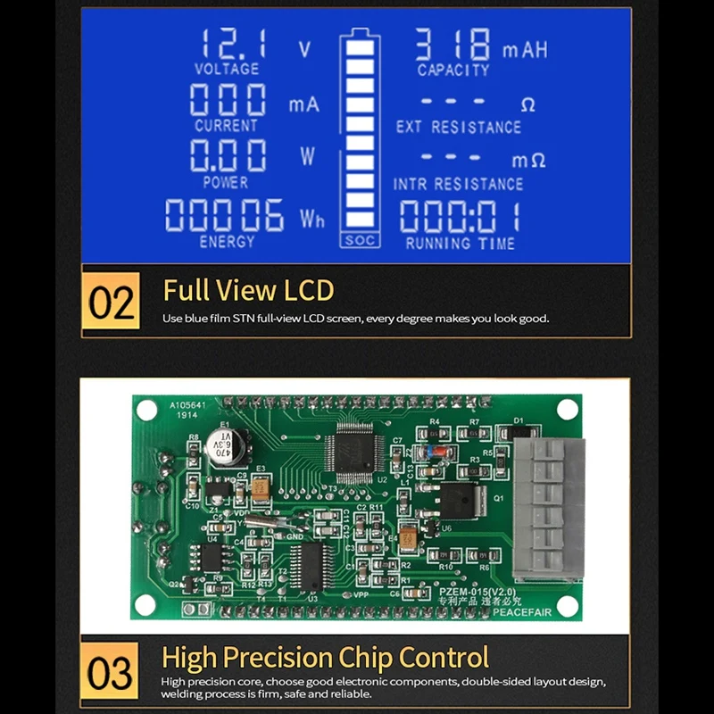 PZEM 015 200V 50A Батарея разряда тестер Ёмкость Мощность энергии сопротивление