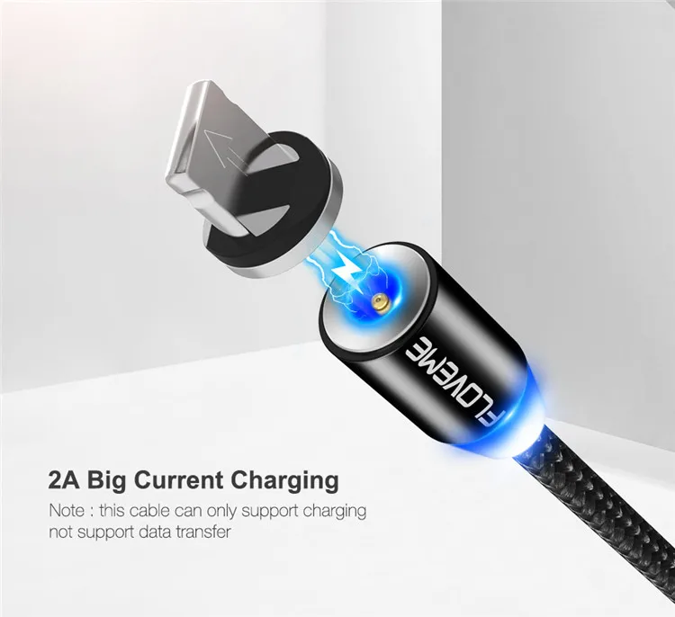 3 в 1 кабель быстрой зарядки Магнитный USB C светодиодный нейлоновое плетеное
