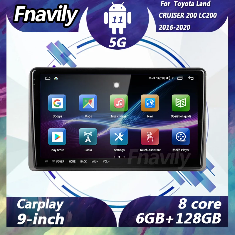 

Fnavily 9'' Android 11 car dvd player For Toyota Land CRUISER 200 LC200 car video GPS stereos DSP radio Navigation 5G 2016-2020