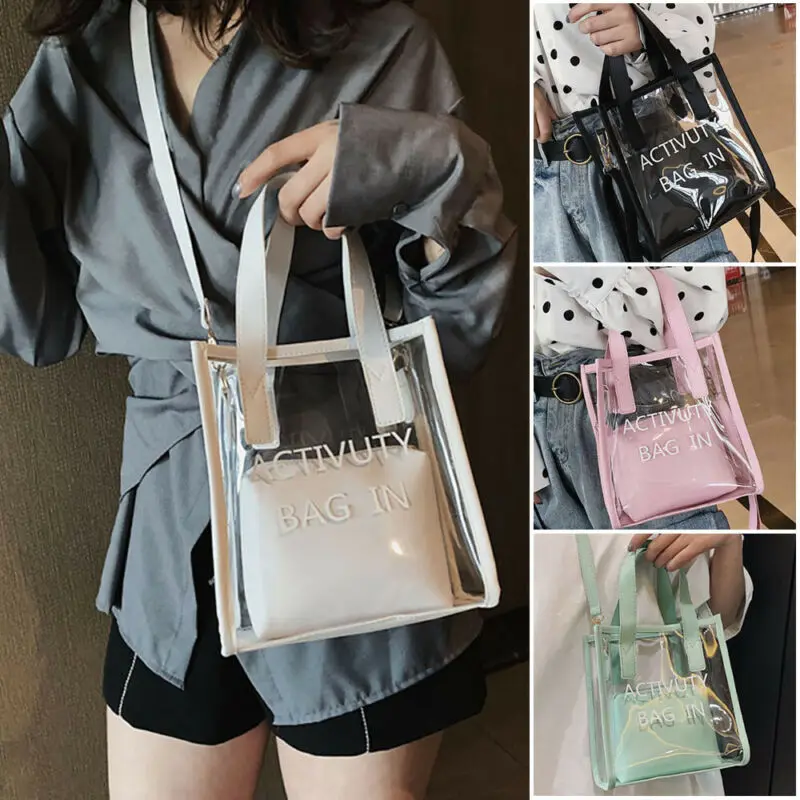 Clear Tote Bag Crystal PVC Transparent Bags Women Fashion Handbag Shoulder Beach | Багаж и сумки