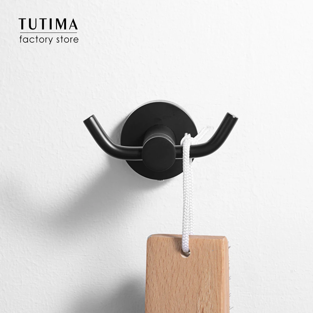 

TUTIMA 304 Stainless steel shower room black Doublehook toilet hardware accessories