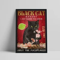 black cat bakery poster i just baked you some shut animal wall picture vintage black cat art prints cat lovers painting gift