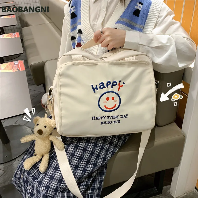 

Сумка кросс-боди Женская однотонная на одно плечо, Модный саквояж в Корейском стиле, студенческий портфель в японском стиле