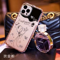 for iphone 13 11 12 pro max mini x xr xs case bling diamond bumper rhinestone snake inlay metal frame mirror makeup back cover