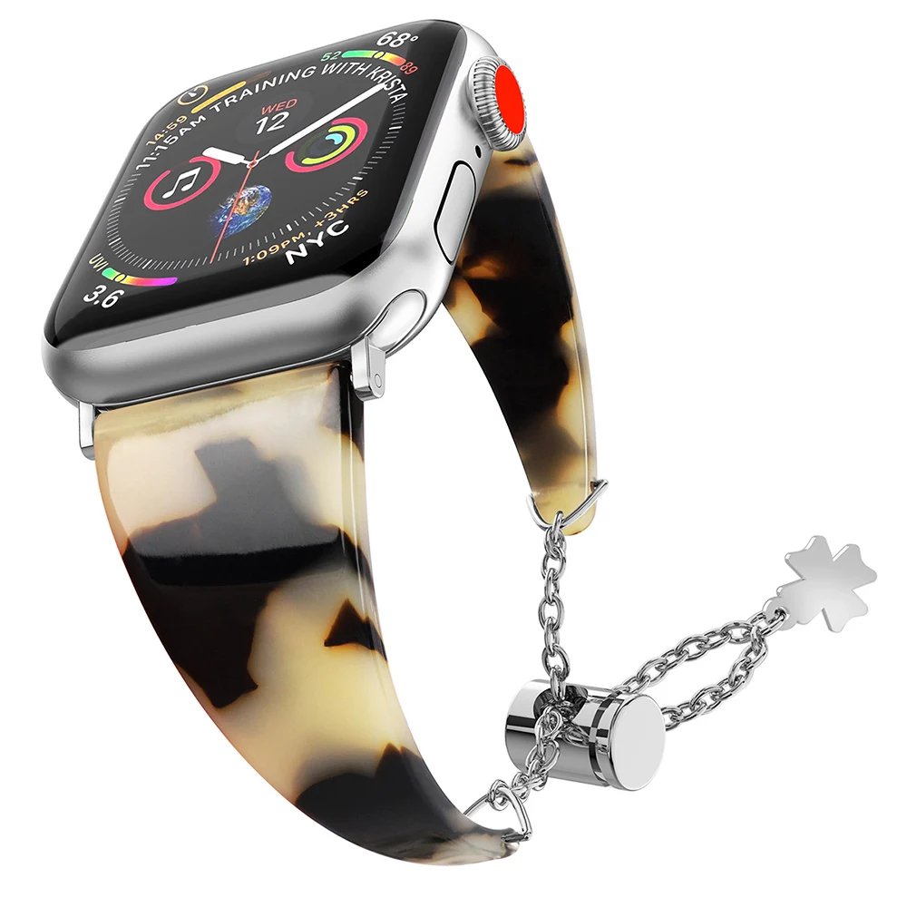 Новый дизайн Женский полимерный браслет с подвеской для Apple Watch Band Series 5 4 3 2