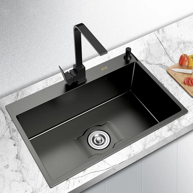 Кухонные раковина чернвя для кухни черная нержавающая сталь с креплением мытья