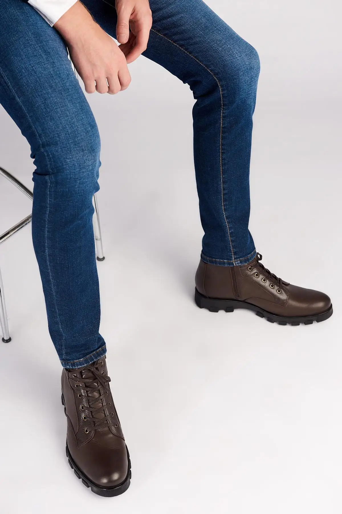 Мужские ботинки из натуральной кожи с жемчугом цвет коричневый коллекция 120130003105