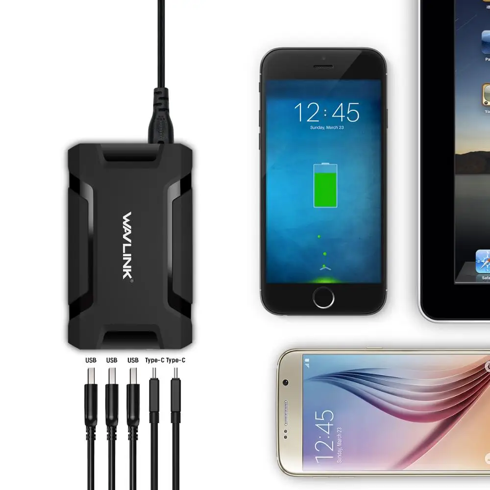 Зарядное устройство Wavlink с 5 USB портами и поддержкой быстрой зарядки 45 Вт/9