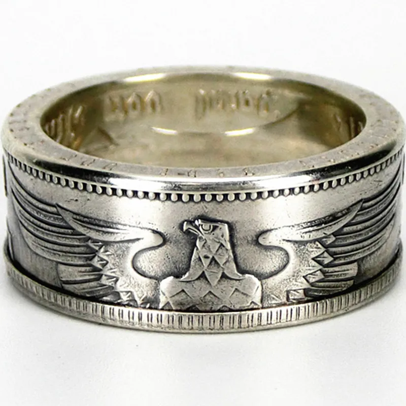

Customized [Good Deal] Handmade German Mark Silver Coin Ring Coin Ring Domineering Men Creative Gift Gilded