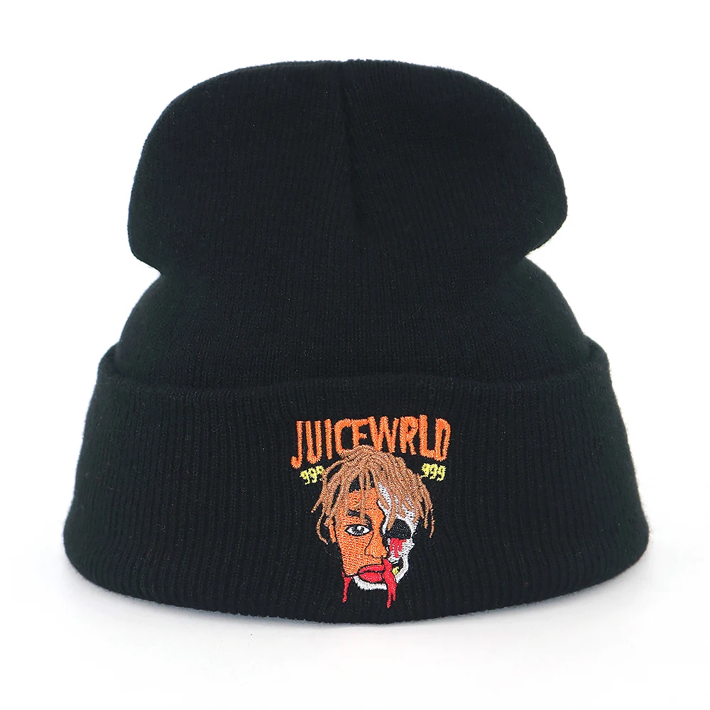 

Вязаная облегающая шапка Juice Wrld 999 для осени и зимы, хлопковые шапочки с вышивкой в стиле хип-хоп, облегающие шапки, модная уличная шапка унис...