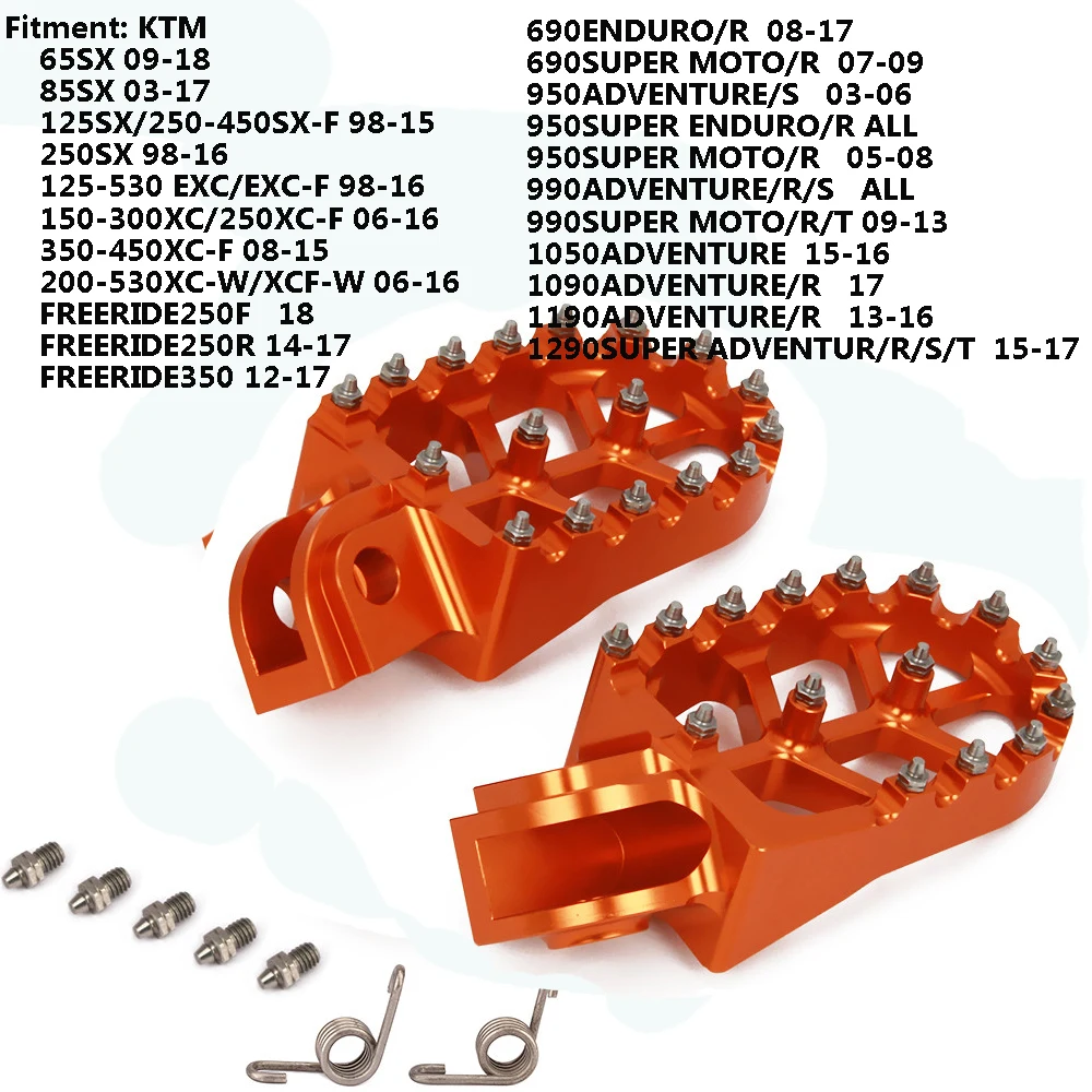 Оранжевый Подножки подставки педали для KTM SX SXF EXC EXCF XC XCF XCW XCFW 65 85 125 150 200 250 300 350-1290 Приключения - Цвет: Оранжевый
