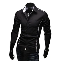 2021 mens luxury stylish casual designer edge piping long sleeve dress shirt muscle fit shirts 3 color 5902