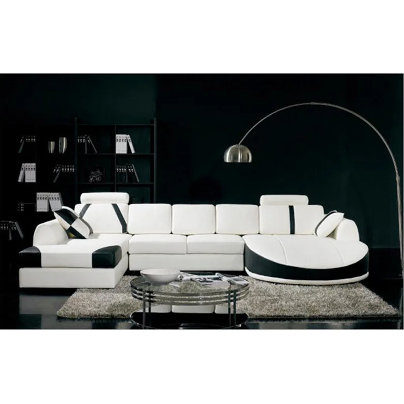 Диван из натуральной кожи в современном стиле для гостиной a1314 | Мебель