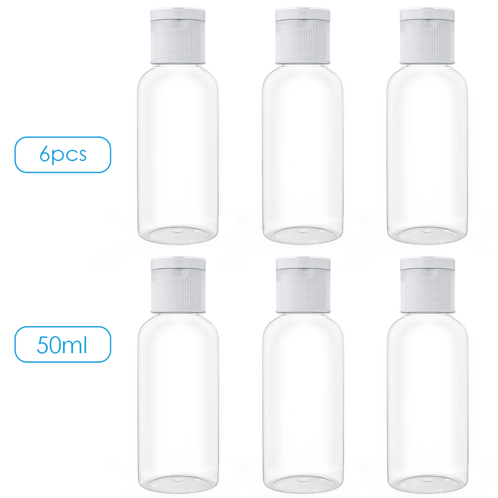

6pcs 50ML Empty Travel Bottles Portable Transparent Refillable Plastic Bottle