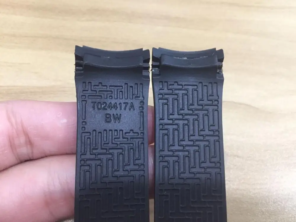 22mm T024417A Watchband Black Silicone Rubber Strap For T024 T024427