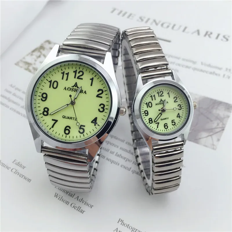 

Мужские и женские часы с большими циферблатами, светящиеся часы со стальным браслетом для пожилых людей среднего и пожилого возраста, весна 2021