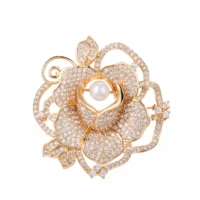 2020 new copper zircon natural pearl brooch pin for women wear accessories to prevent loose clothing
