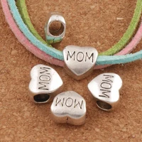 smooth mom heart big hole beads 10 5x10 5mm 125pcs zinc alloy dangle fit european charm bracelet l1278