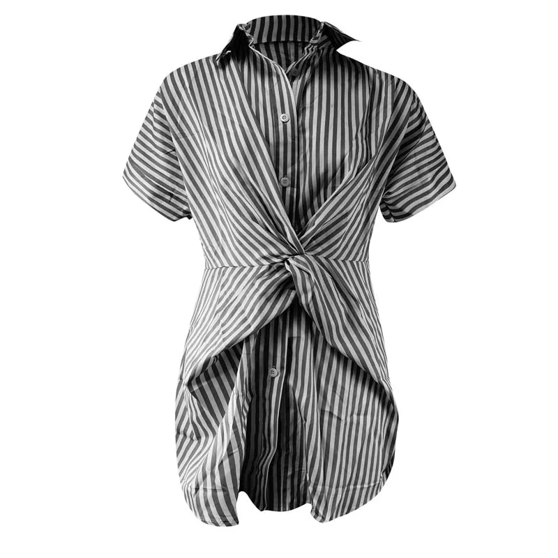 

2021 Summer Shirt Dress Women Bandage Button Striped Dress Women Slim Fit Button Party Dress For Women