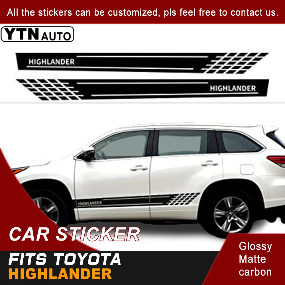 2 шт. автомобильные наклейки для Toyota Highlander боковая дверь полоса виниловая