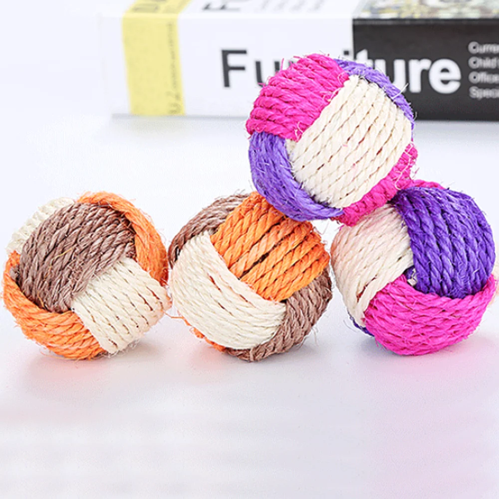 Сизалевая пеньковая веревка игрушка для кошек мяч Интерактивная жевания шарики